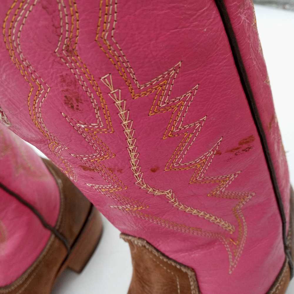 Vintage Pink Tan Cowboy Boots Womens Size 8.5 Cow… - image 6
