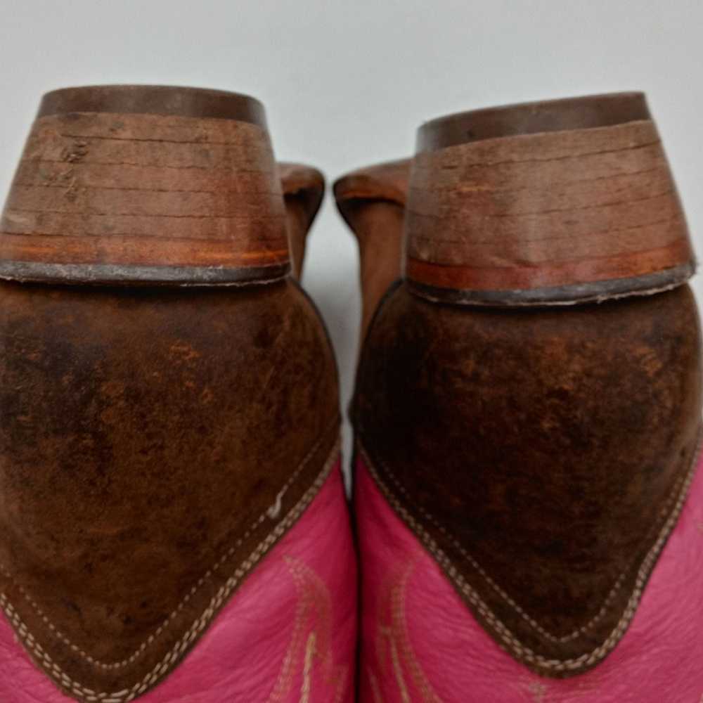 Vintage Pink Tan Cowboy Boots Womens Size 8.5 Cow… - image 8