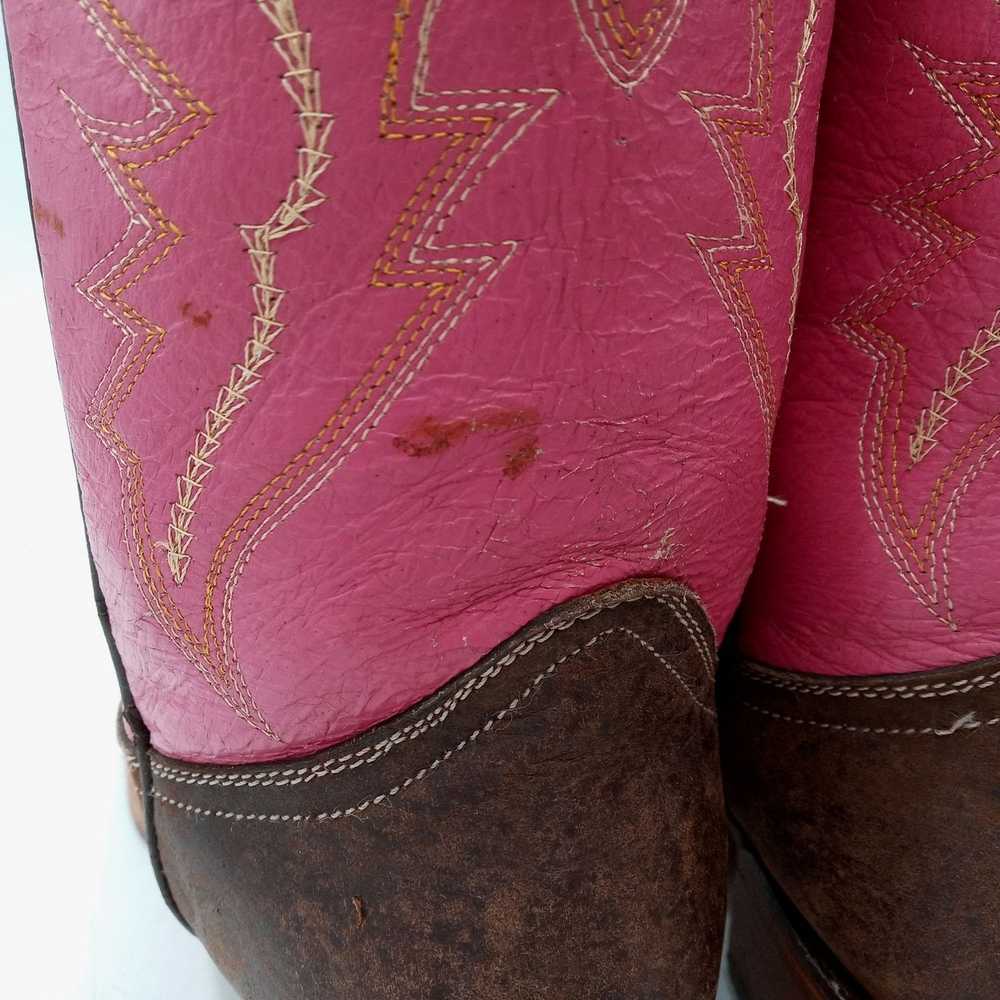 Vintage Pink Tan Cowboy Boots Womens Size 8.5 Cow… - image 9
