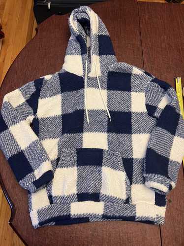 Other Plaid Plush Hoodie Mens small blue and white