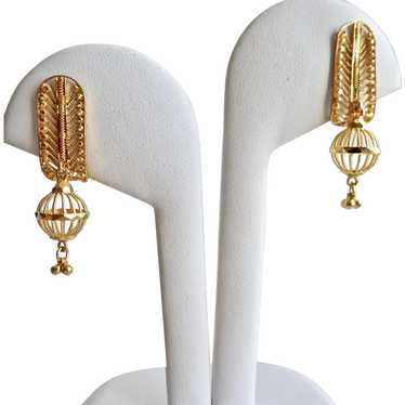 18K Yellow Gold Drop Earrings, 6.3 grams
