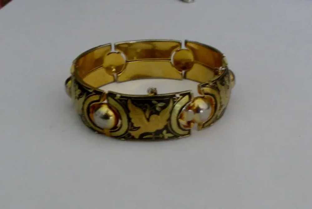 Stunning Vintage Bold Damascene Bracelet - image 2