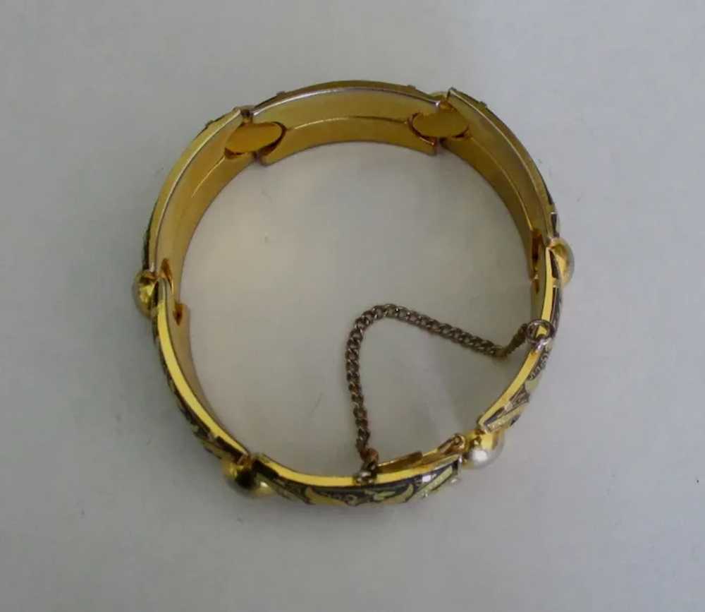 Stunning Vintage Bold Damascene Bracelet - image 3