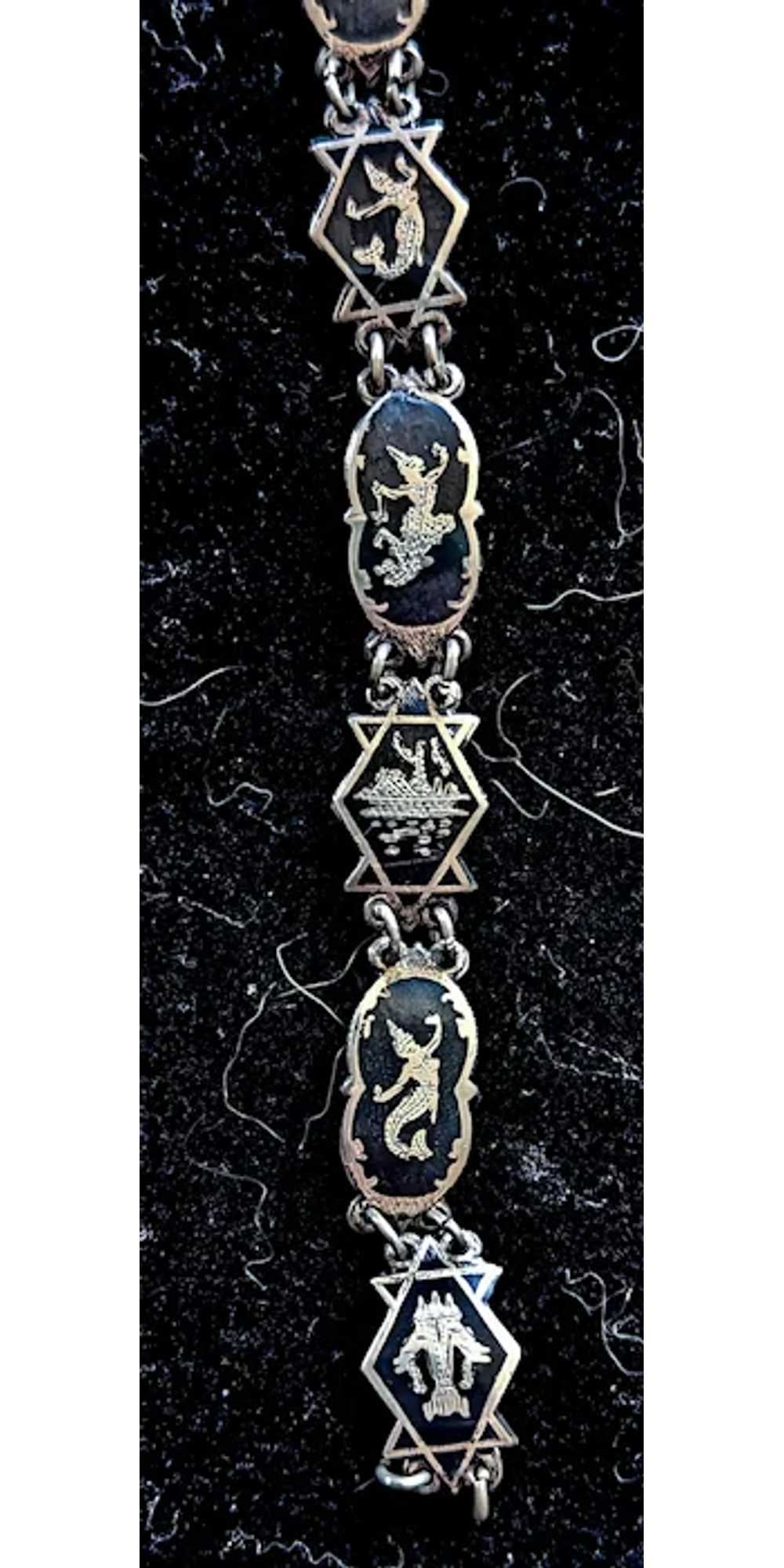 Sterling silver and Niello bracelet Siam 7 charac… - image 8