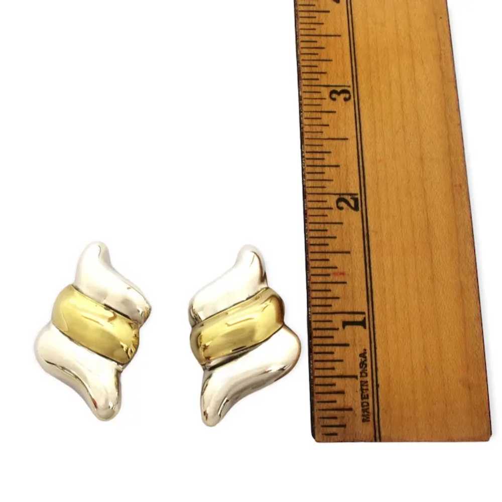 Mexican Puffy Sterling & Golden Brass Clip On Ear… - image 6