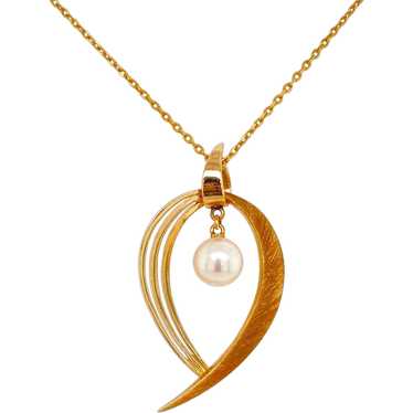 Mikimoto 14K Cultured Pearl Pendant on Chain in Bo