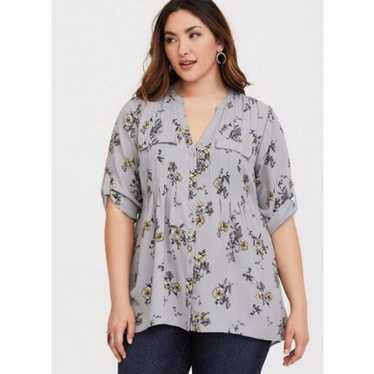 Other Torrid 2X Floral Roll Tab Sleeves Georgette… - image 1