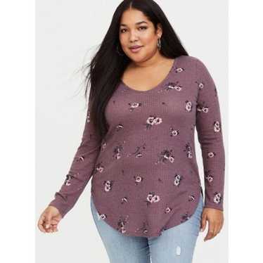 Other Torrid 0X Floral Waffle Knit Long Sleeve Te… - image 1