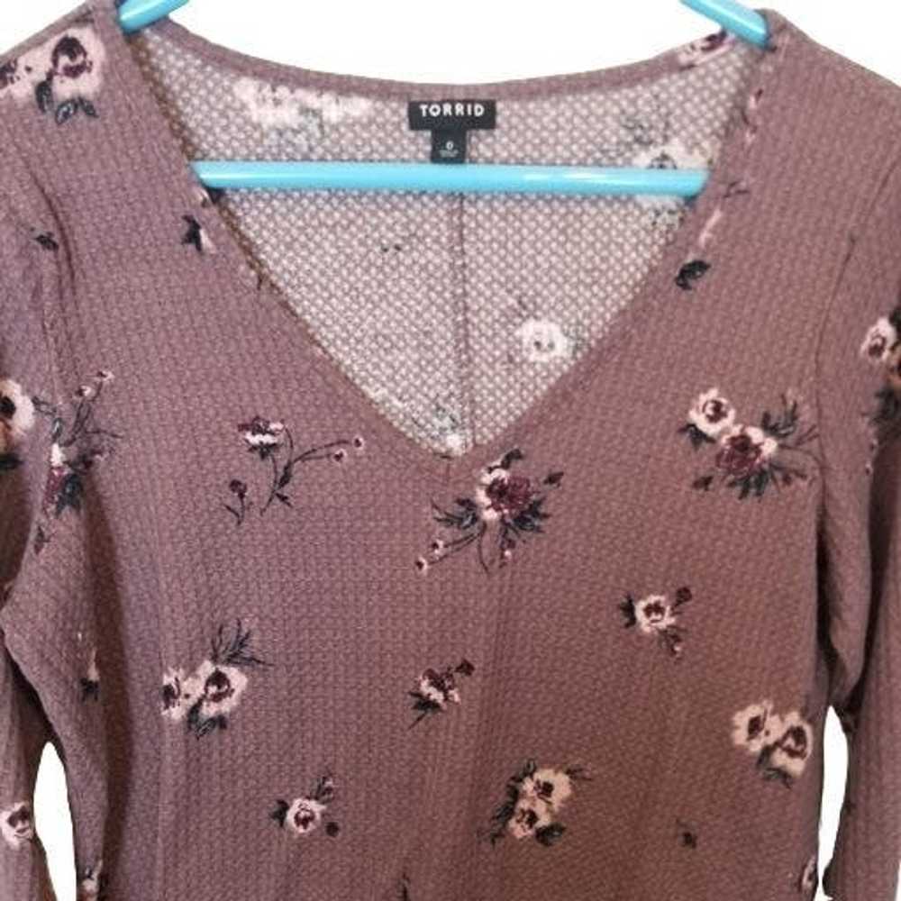 Other Torrid 0X Floral Waffle Knit Long Sleeve Te… - image 3