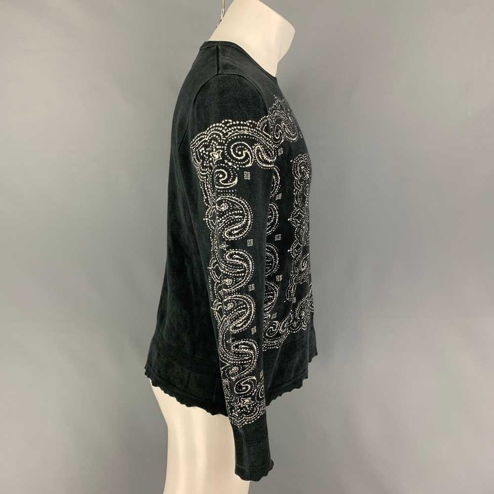 Givenchy Black White Paisley Silk Distressed Pull… - image 2