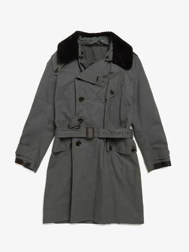 Burberry Brit Gray Fur Collar Cotton Trench Coat
