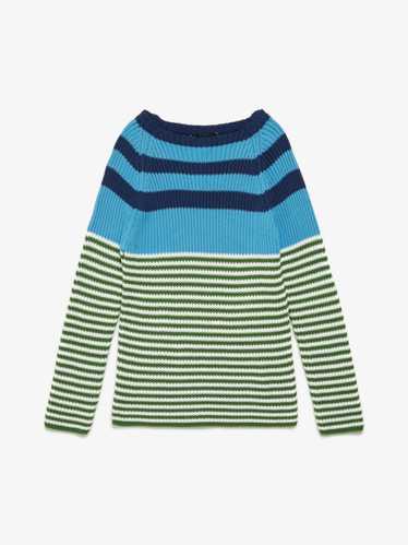 Prada Blue And Green Striped Cotton Sweater - image 1