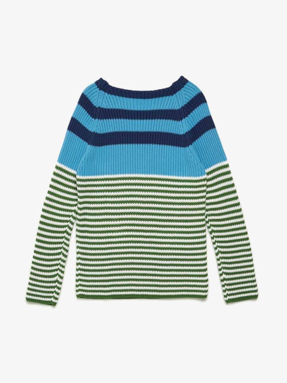 Prada Blue And Green Striped Cotton Sweater - image 2