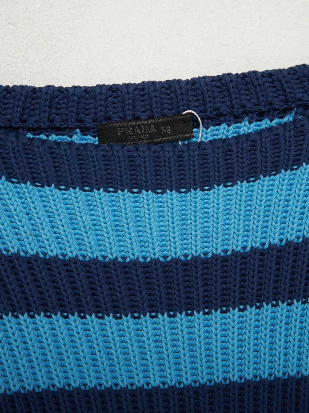 Prada Blue And Green Striped Cotton Sweater - image 5