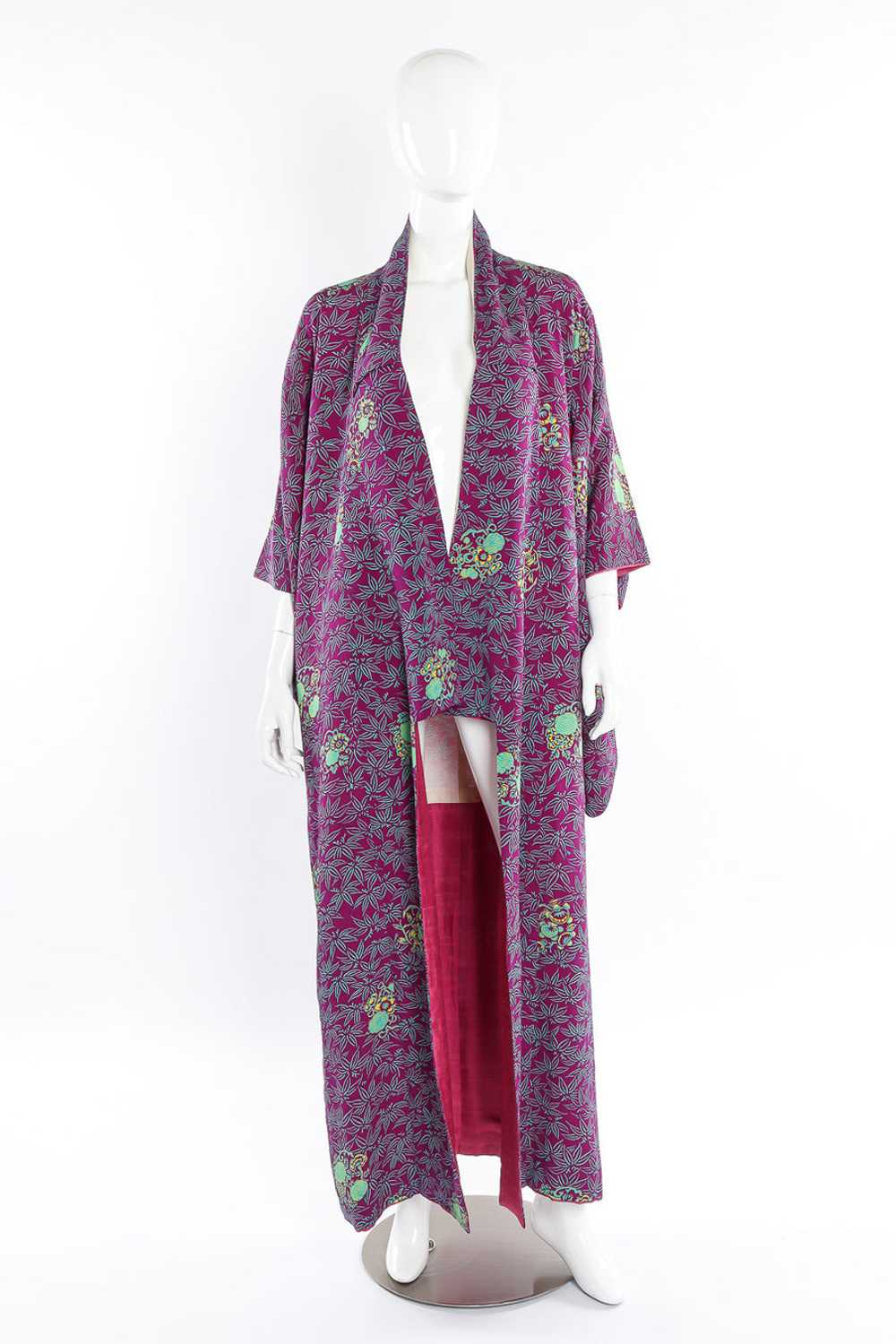 Japanese Floral Leaf Kimono - image 2