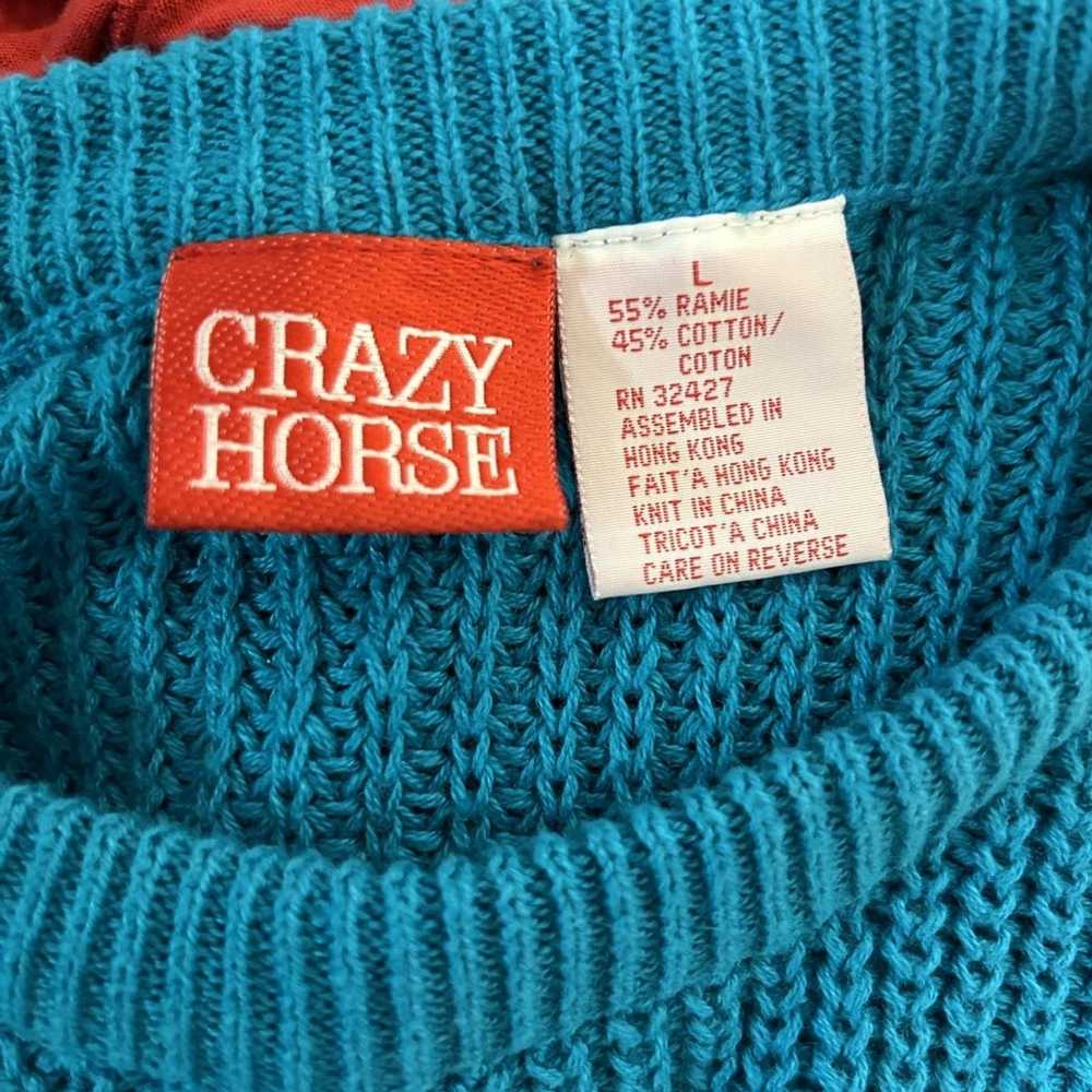 Vintage Vintage Blue Crazy Horse Loose Gauge Knit… - image 3