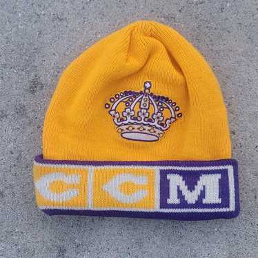 VINTAGE LA Kings Mitchell & Ness Fitted Hat Size 7 3/4 NHL Crown Rare Yellow