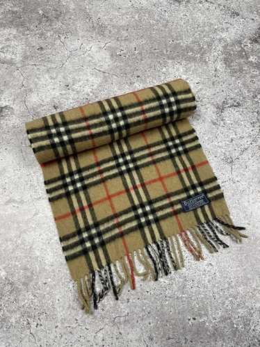 Burberry Scarf Classic Nova Check EKD Print 100% Cashmere Fringe Beige Rare