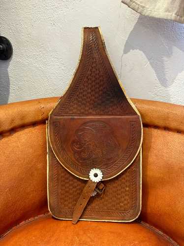 1960's Embossed Leather Saddle Bags/Purse