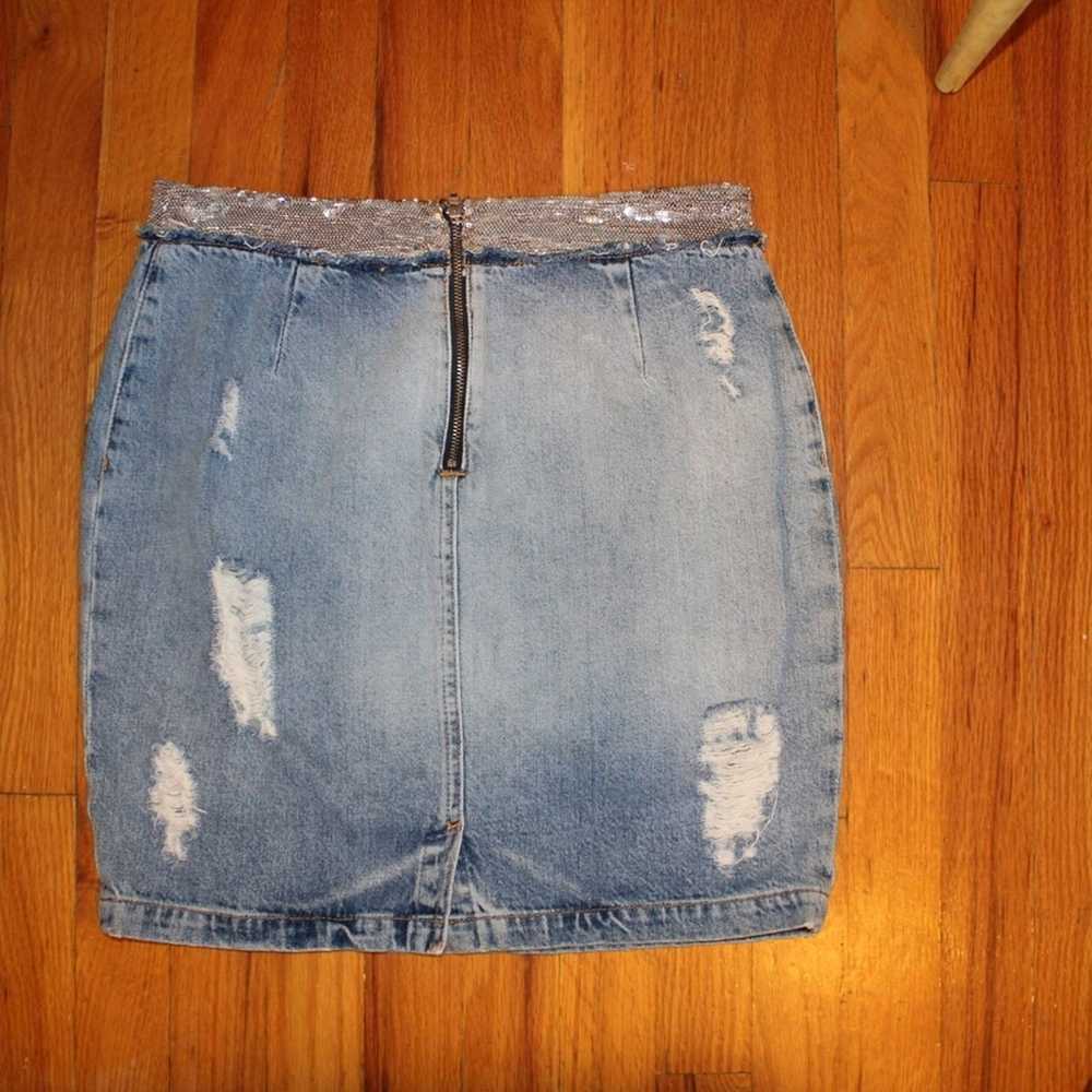 Iro IRO Distressed Sequin Jean Skirt - image 2