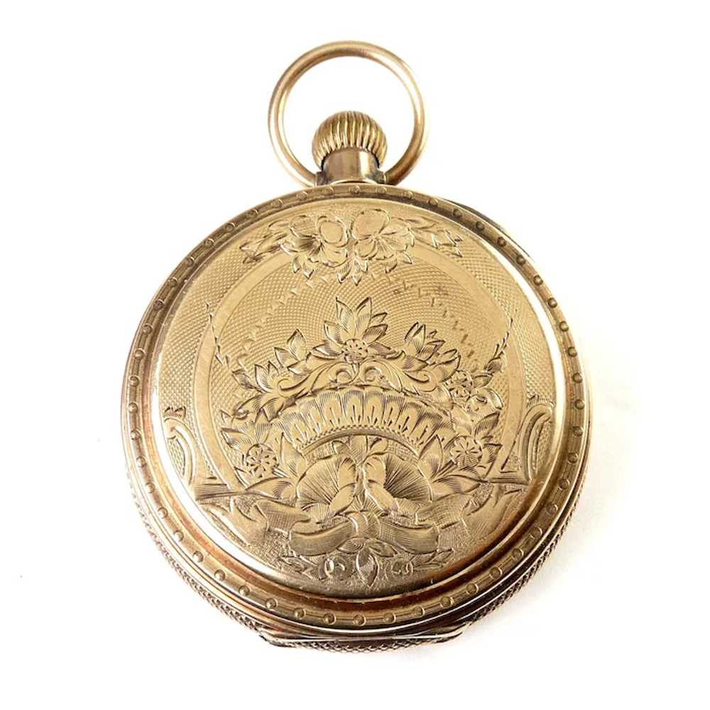 1885 Elgin Railroad 18s Pocket Watch, 8k Gold Eng… - image 6