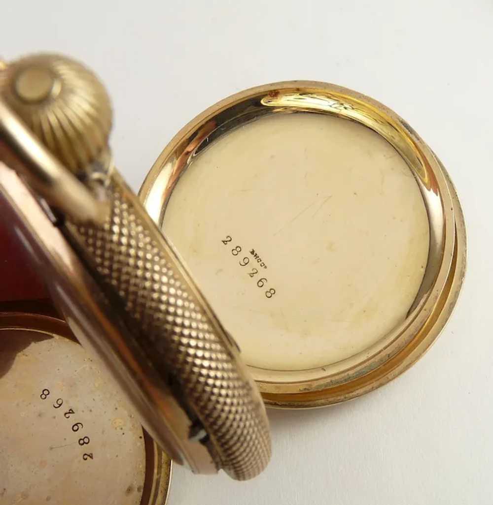 1885 Elgin Railroad 18s Pocket Watch, 8k Gold Eng… - image 8