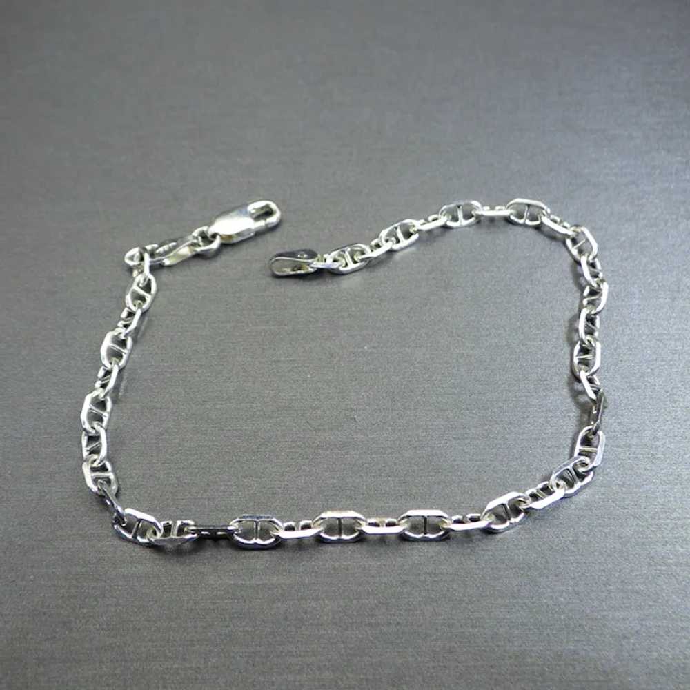 Sterling Silver Link Bracelet, Omega Design, Ital… - image 8