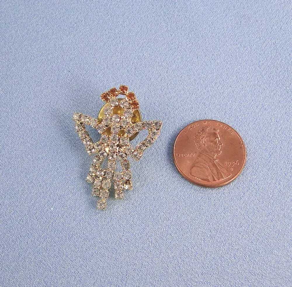 Rhinestone Guardian Angel Pin Vintage - image 4