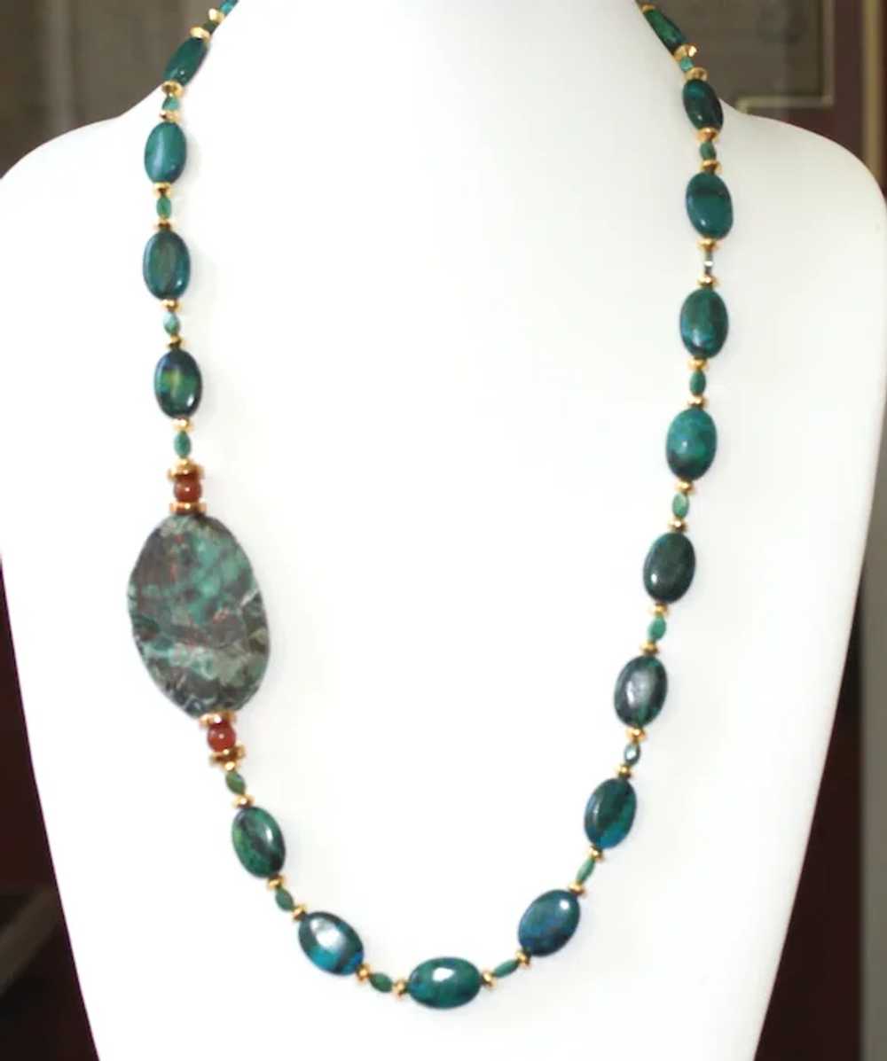 Chrysocolla and Ocean Agate Necklace - image 2