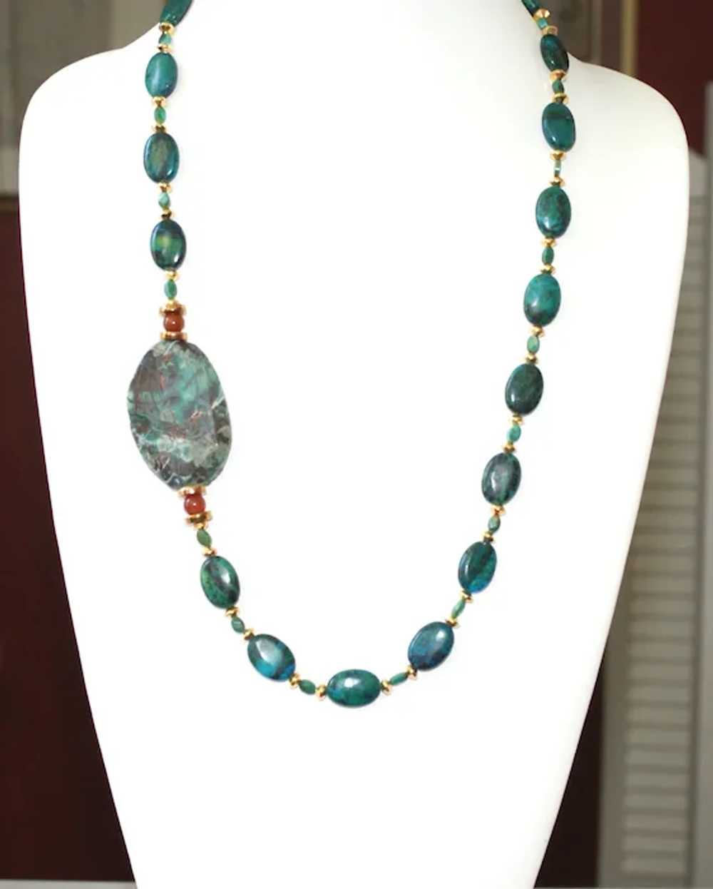 Chrysocolla and Ocean Agate Necklace - image 3