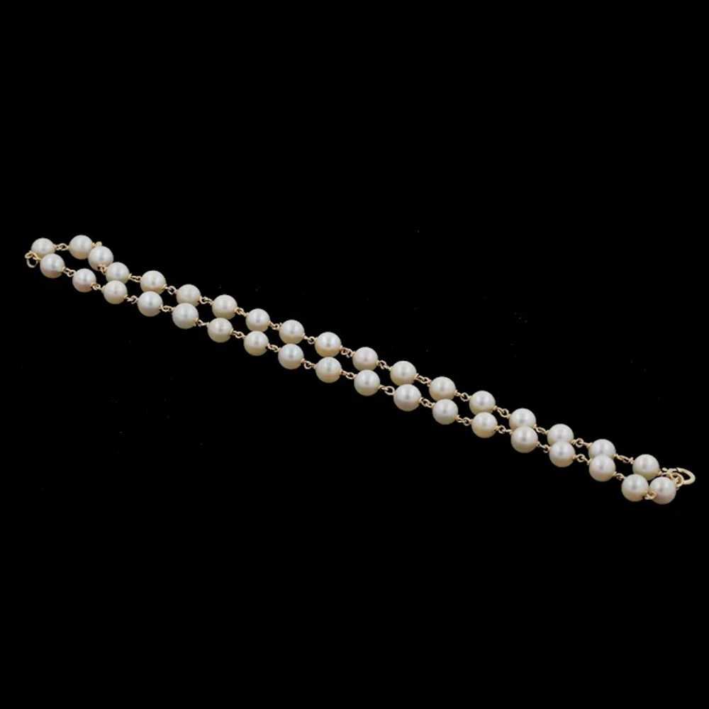 Vintage Two-Strand Freshwater Pearl Bracelet 14K … - image 4