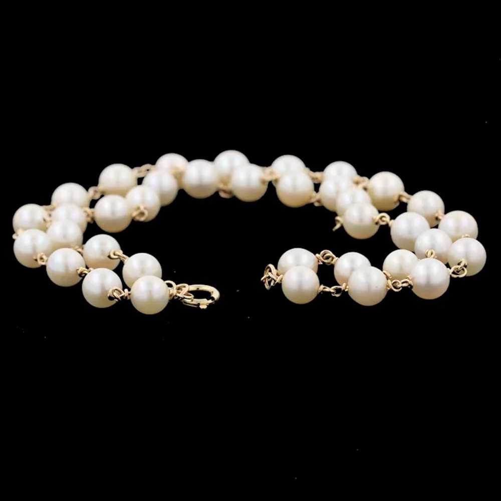Vintage Two-Strand Freshwater Pearl Bracelet 14K … - image 5