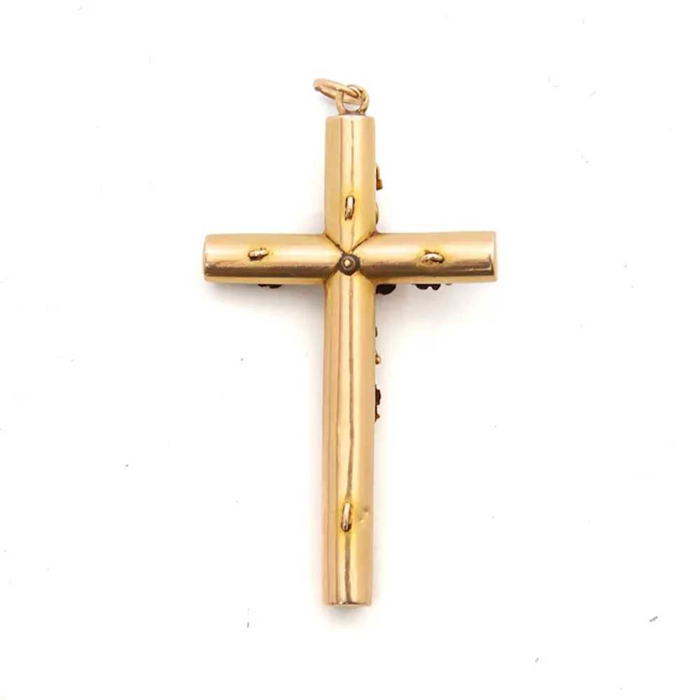 Late Victorian 1890 Religious Cross 14 Karat Gold… - image 7