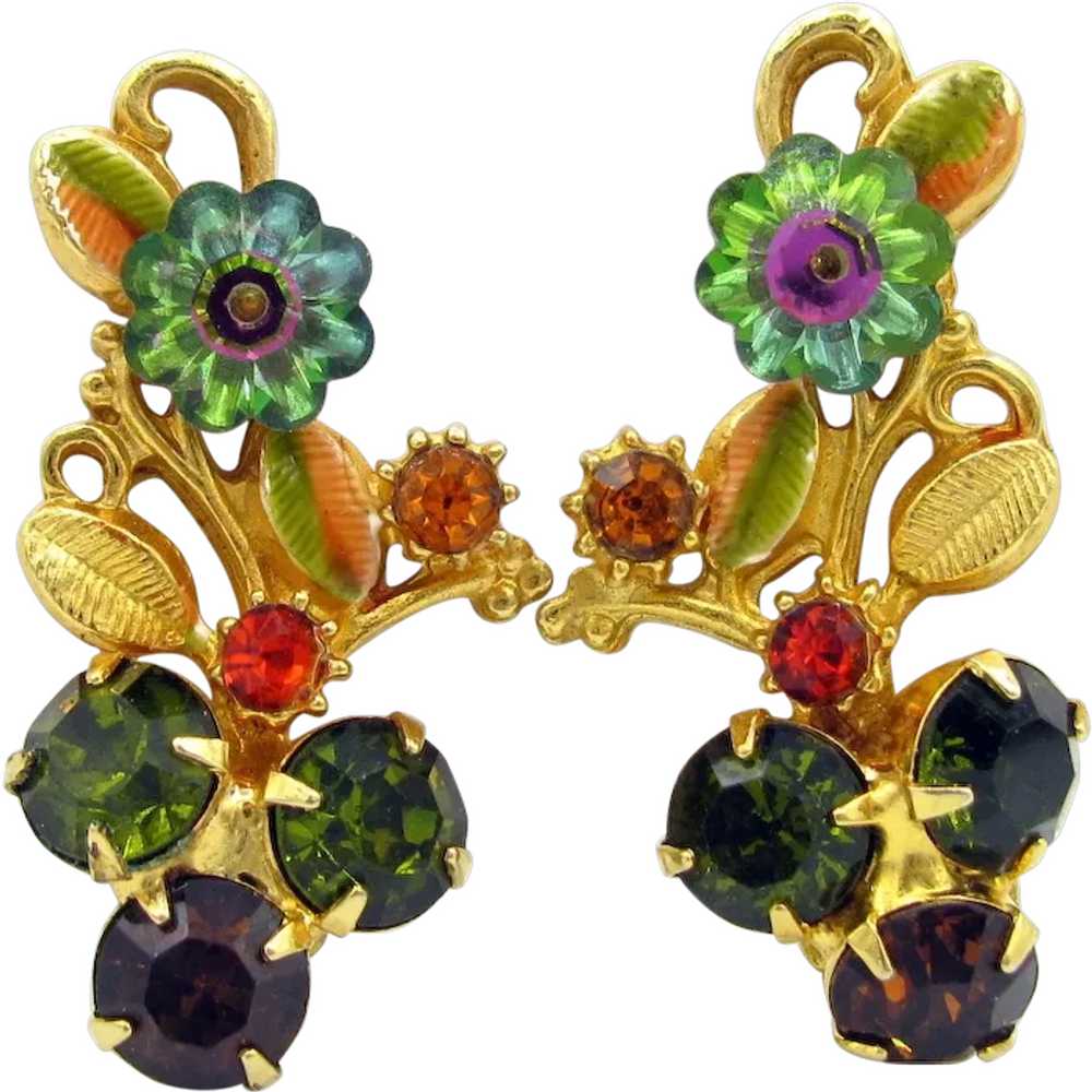 Gorgeous Vitrail Margarita Rhinestone Enamel Flor… - image 1