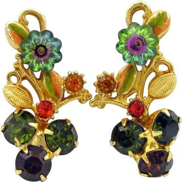 Gorgeous Vitrail Margarita Rhinestone Enamel Flor… - image 1