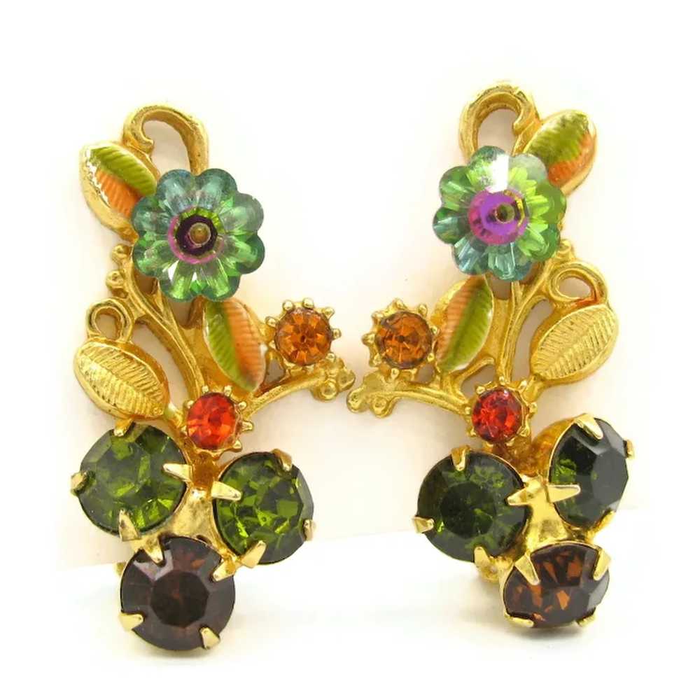 Gorgeous Vitrail Margarita Rhinestone Enamel Flor… - image 2