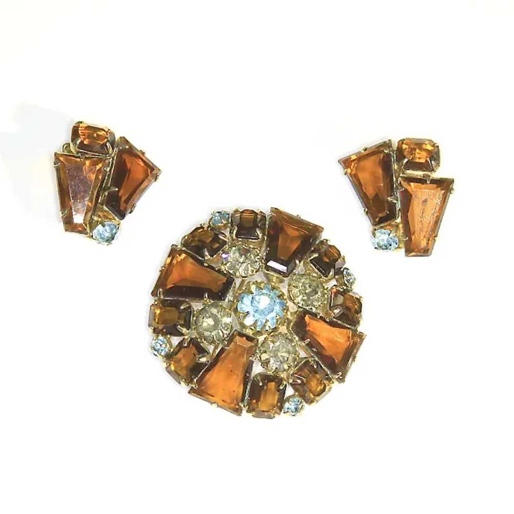 Schreiner style ( Unsigned ) Keystone Brooch and … - image 2