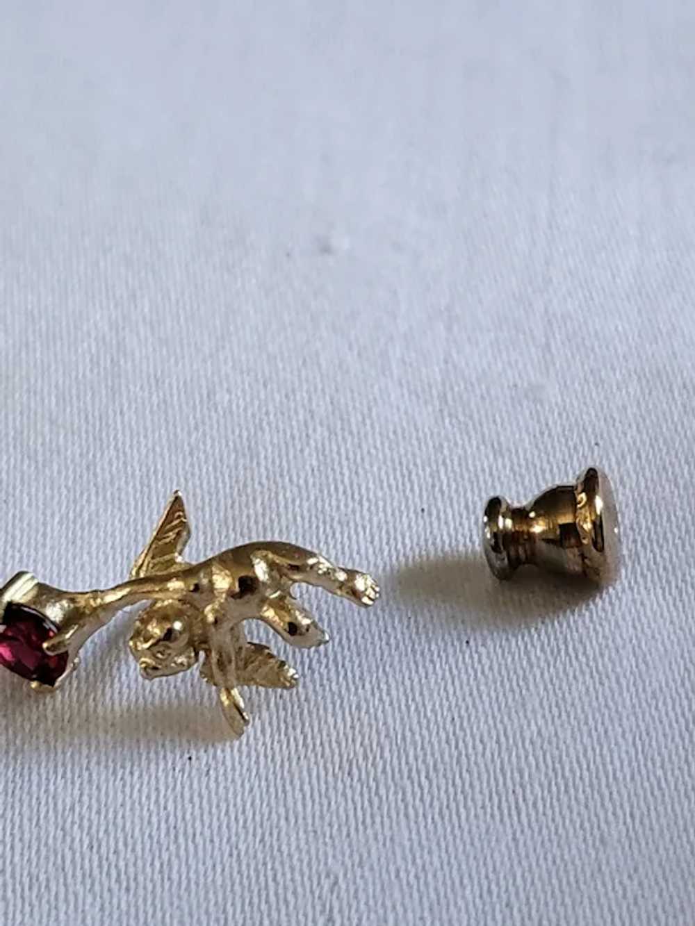 10K Gold Angel Lapel Pin w/Ruby Stone - image 12