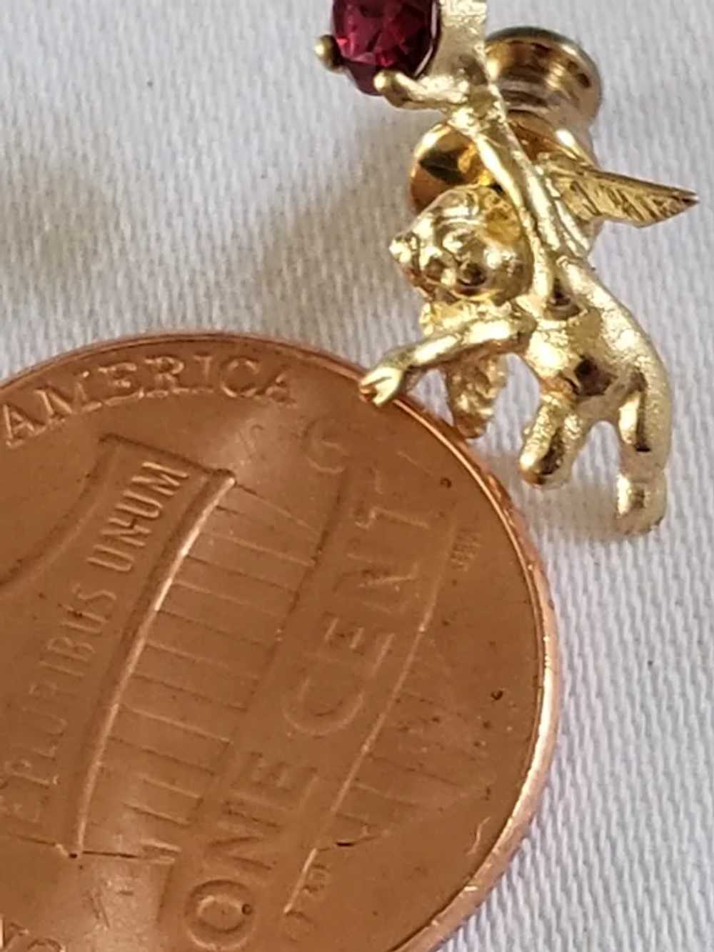 10K Gold Angel Lapel Pin w/Ruby Stone - image 5