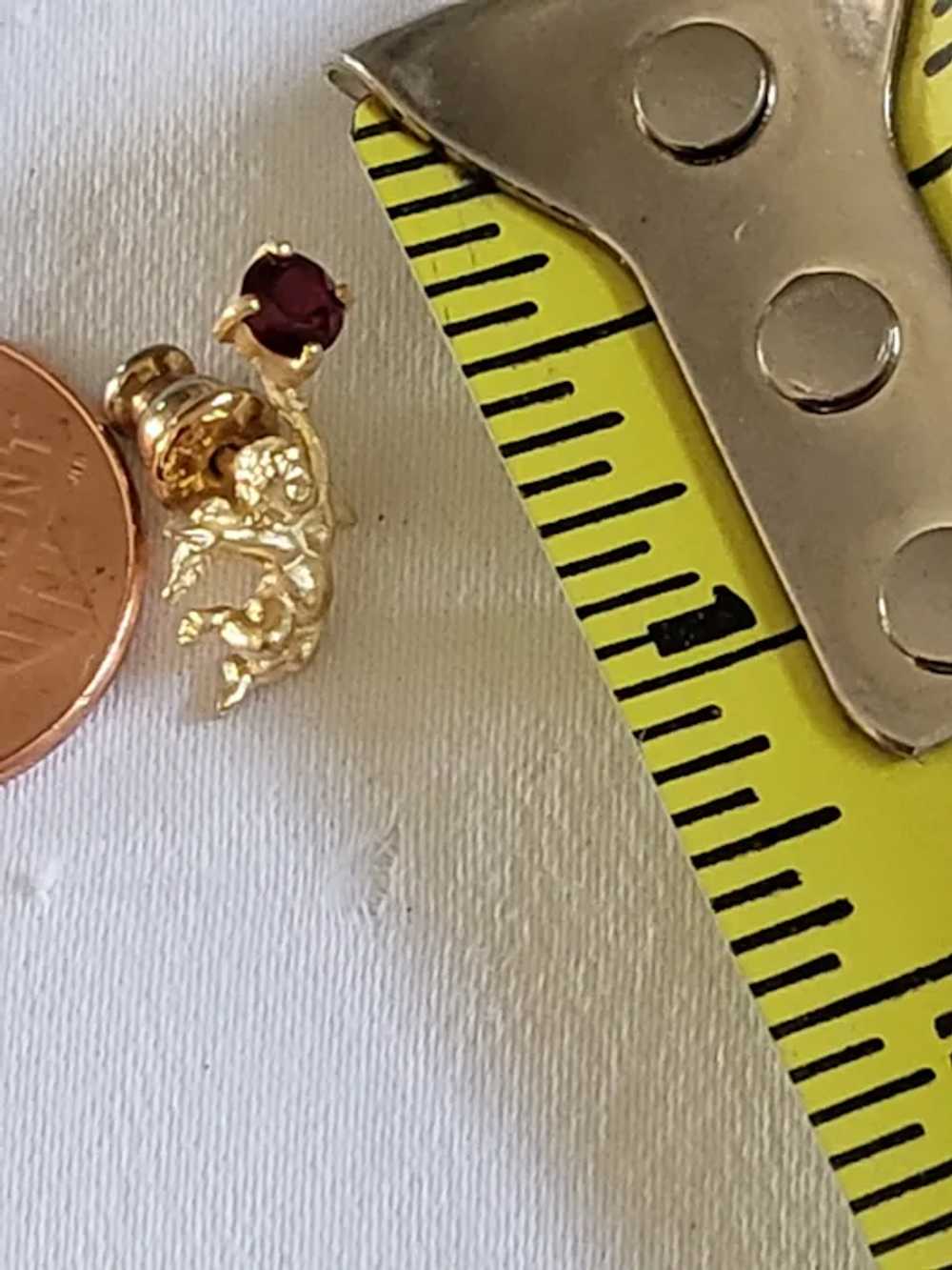 10K Gold Angel Lapel Pin w/Ruby Stone - image 6