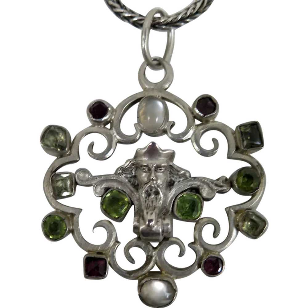 Antique Austro Hungarian Sterling Pendant Necklace - image 1