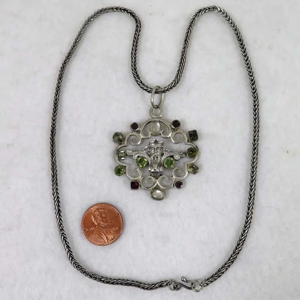 Antique Austro Hungarian Sterling Pendant Necklace - image 2