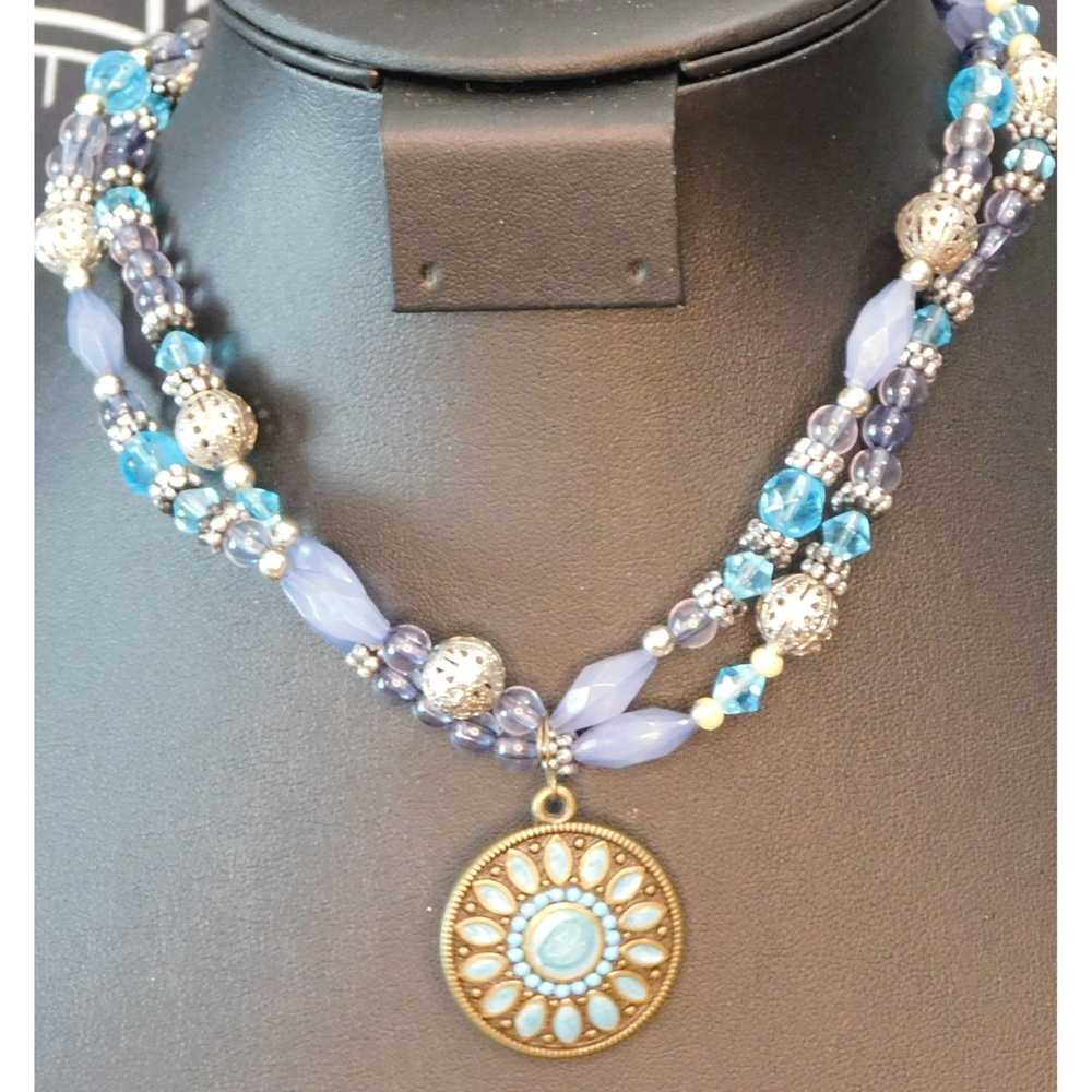 Other Premier Designs Blue Medallion Necklace - image 3