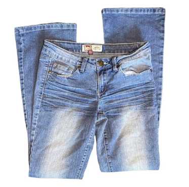 LEI Y2K Dark Wash Low Rise Flare Denim Jeans 