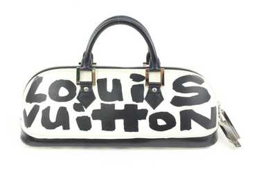 LOUIS VUITTON Vintage Graffiti Logo T-shirt Top #M Tunic Black White Cotton