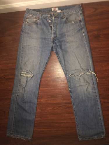 Levi's Vintage Blue Ripped 501 Levis Jeans straigh