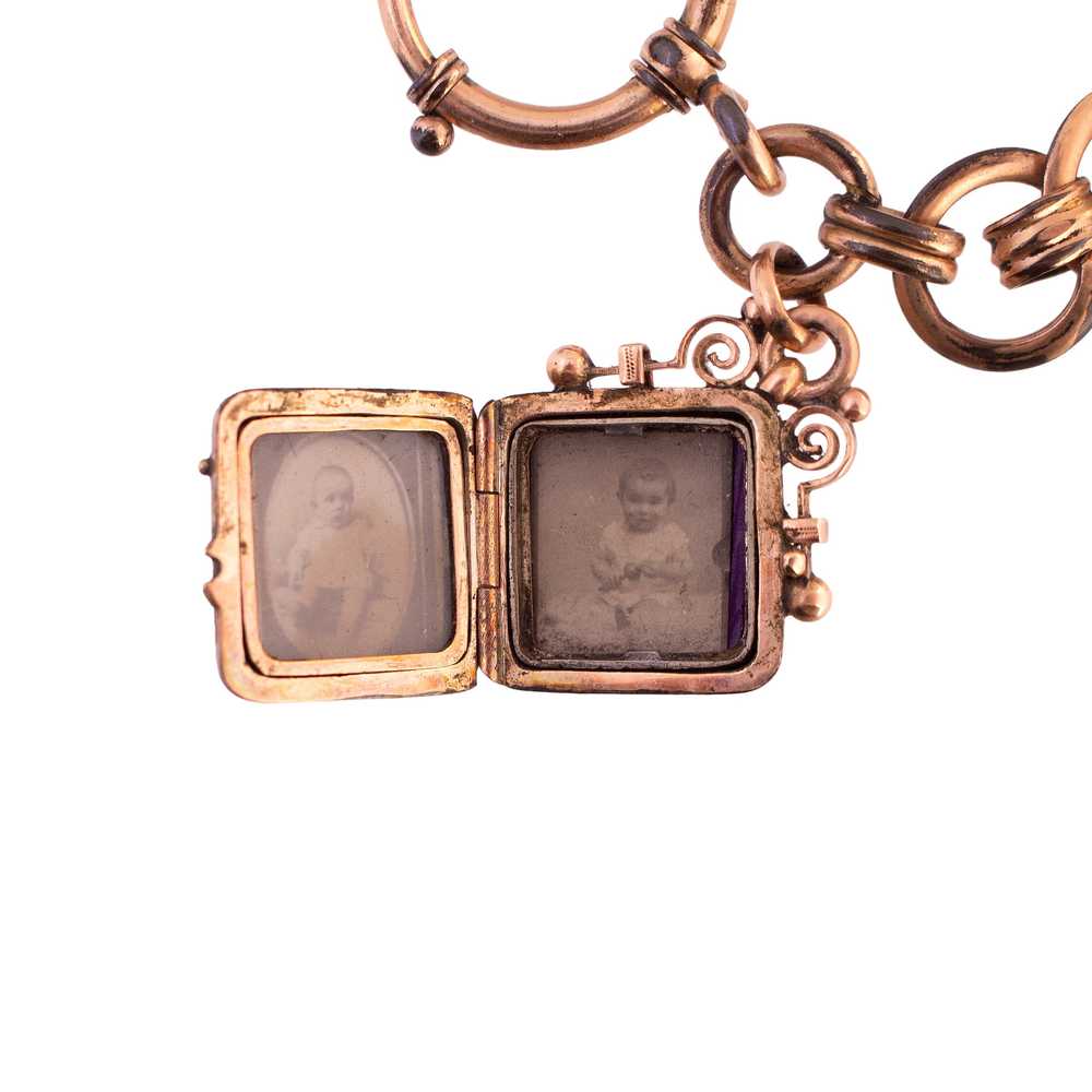 Antique Gold Filled Bracelet with Locket - image 2