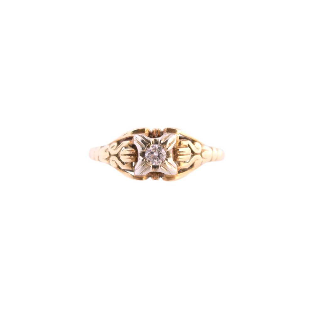 Two Tone Diamond Engagement Ring - image 1