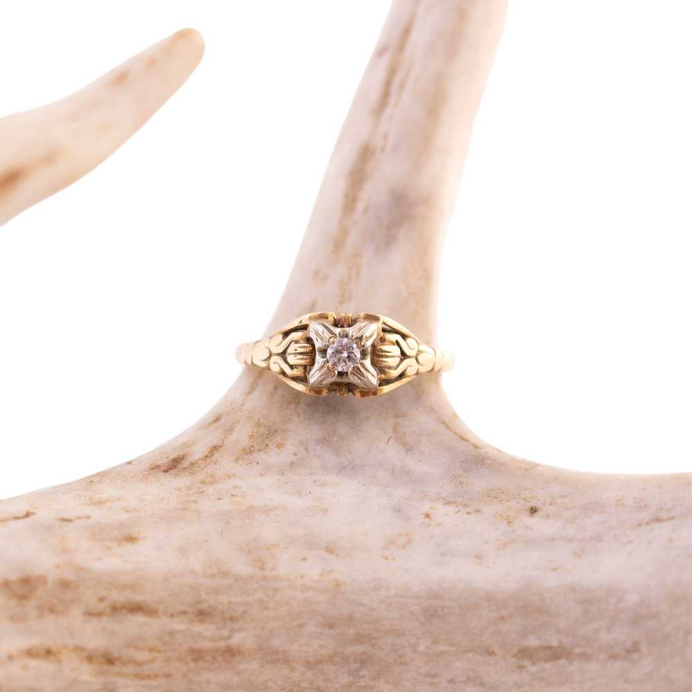 Two Tone Diamond Engagement Ring - image 2