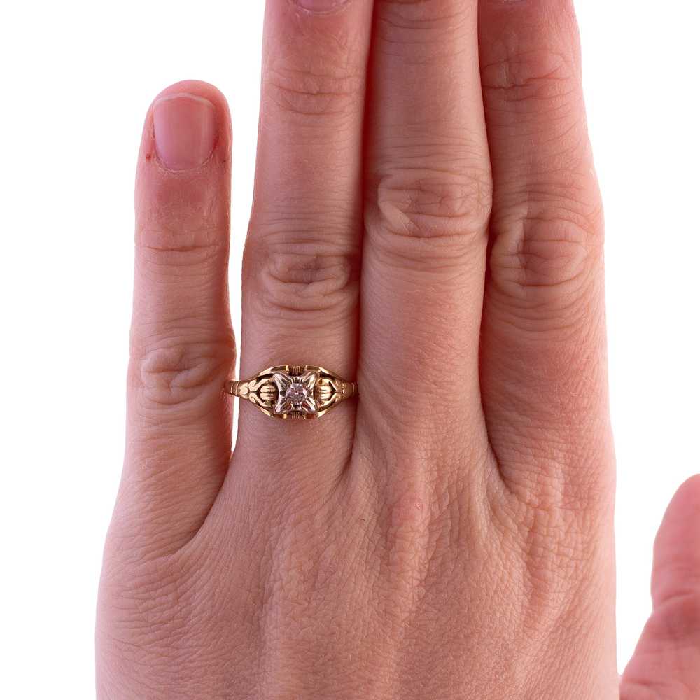 Two Tone Diamond Engagement Ring - image 6